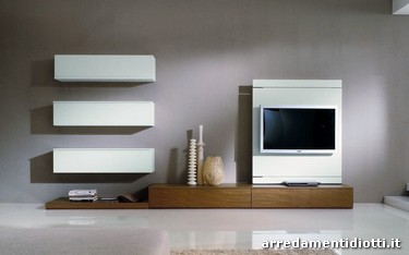 Link Box combination with Rack TV unit
Walnut Dark and white laquered  cm 390, h 200, p 61.